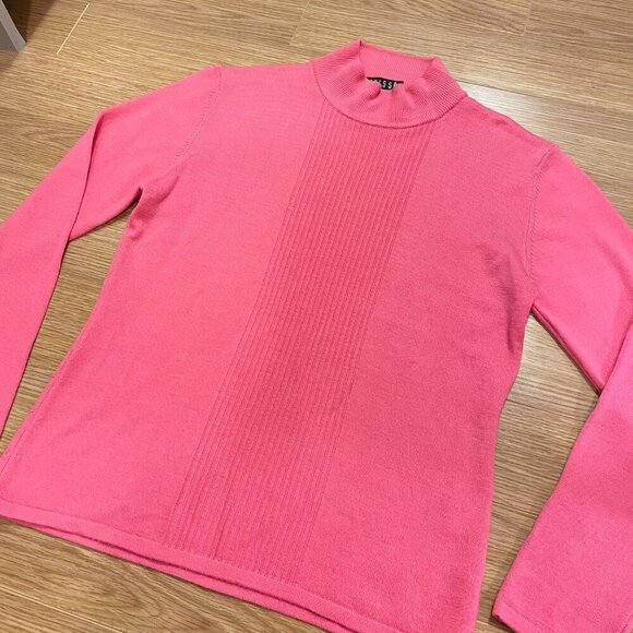 Vintage Made in Italy Merino Wool Mockneck Sweater Pink - Picture 4 of 6